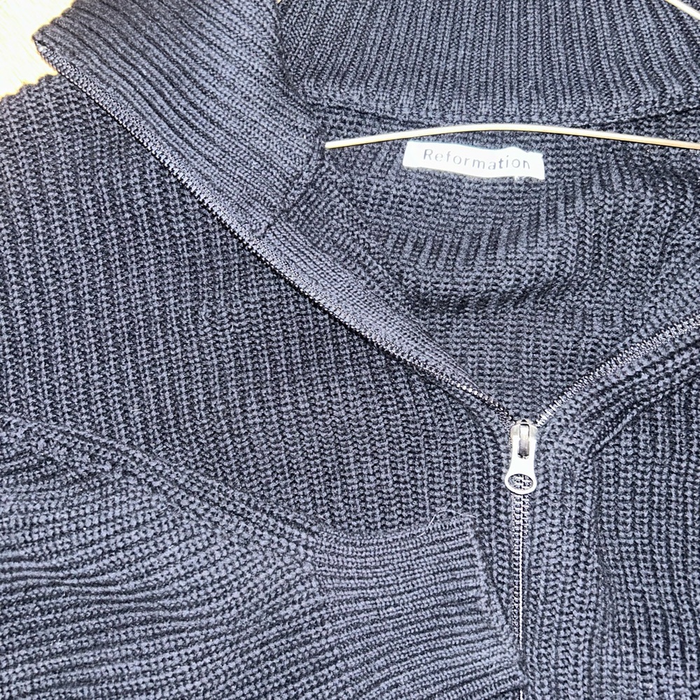 REFORMATION zip up knit sweater